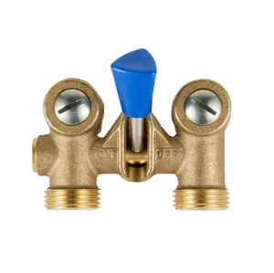 10-Pack 1/2" MPT X 3/4" MHT Brass Dual Washing Machine Shut-Off Valve