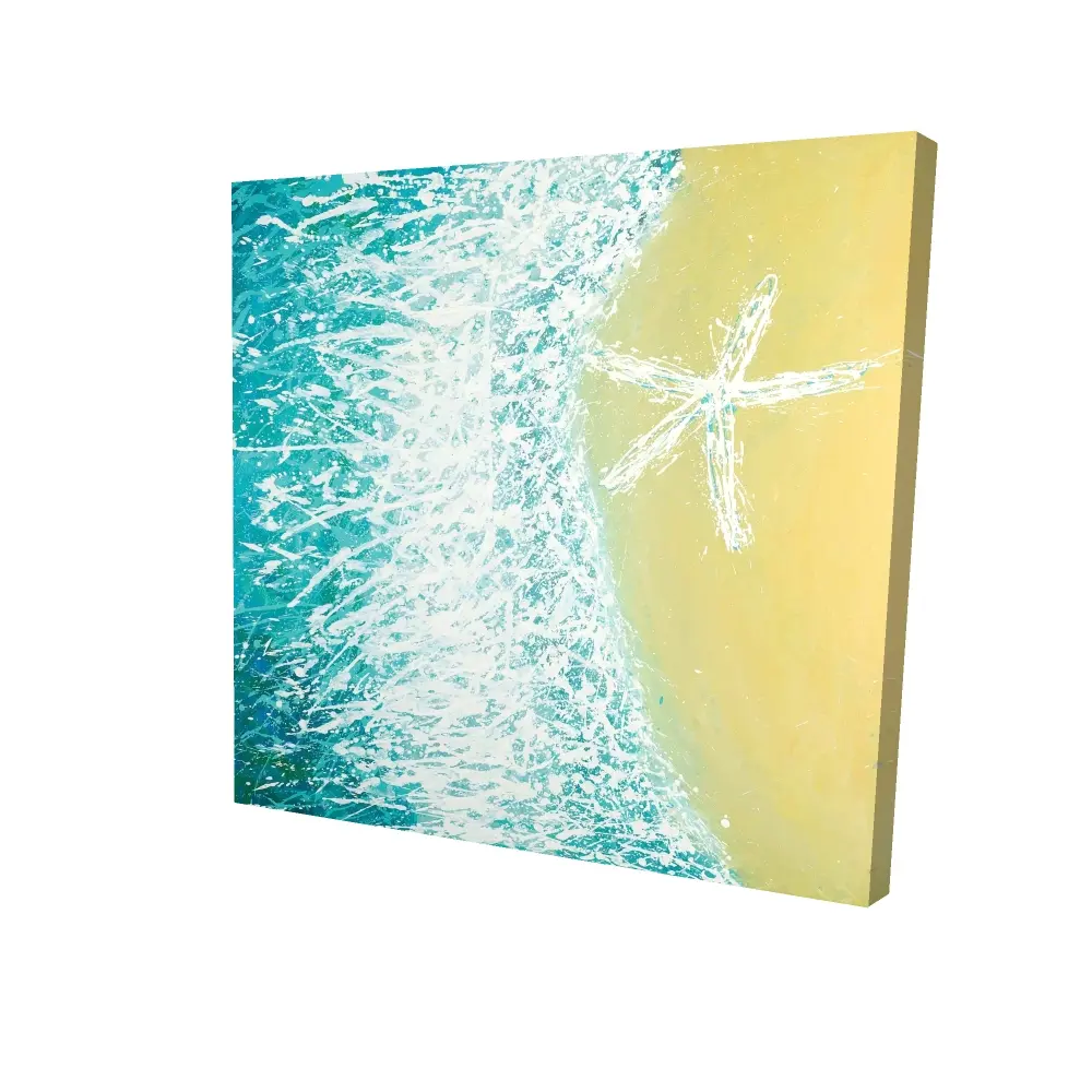 Begin Home Decor 2080-2424-CO79 24 x 24 in. Coastal Turquoise Canvas - Seastar & Wave Home Decor Art