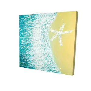 Begin Home Decor 2080-2424-CO79 24 x 24 in. Coastal Turquoise Canvas - Seastar & Wave Home Decor Art