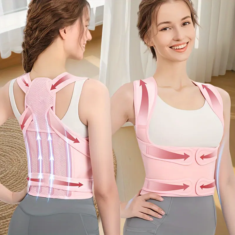 Ergonomic Adjustable Posture Back Brace Waist Trainer - Pink, Hand Washable, Breathable Material, Fitness Waist Support Tool, Waist Trainers