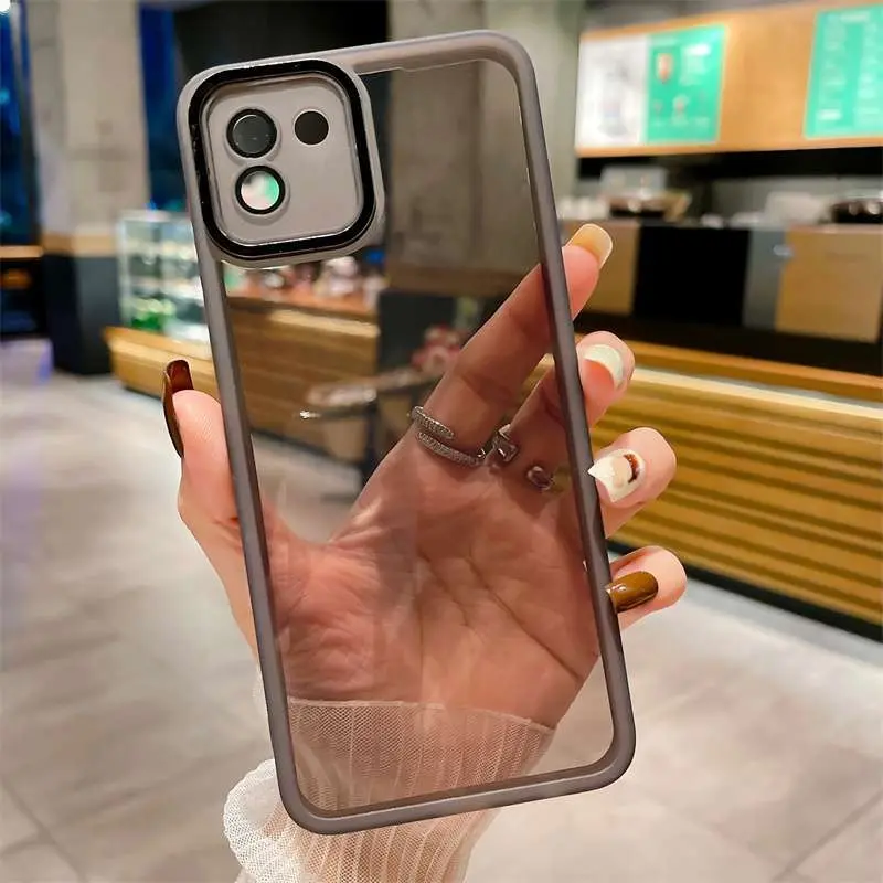 For Samsung Galaxy A03 phone cases, lens film phone cases, durable soft rubber protective cases, fashionable phone accessories, smooth color semi transparent phone cases, frosted anti slip sides, multiple colors to choose from