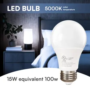 DAYBETTER A19 LED Light Bulbs 15W 5000K Daylight 100W Equivalent 1500 Lumens Non-Dimmable E26 Base 15000 Hours Long Lifespan for Bedroom Living Room Energy Efficient High Brightness Stable Performance