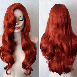 Men And Women Universal Cosplay Wig Button Net 23.62inch Red Long Curly Wig, Suitable for Holidays, Daily Travel, Comic-Con And Other Versatile Wigs
