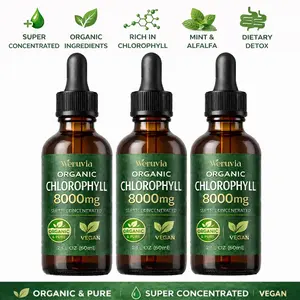 Organic Chlorophyll Liquid Drops 8000mg – Super Concentrated Chlorophyll Supplement, Vegan & Organic, Internal Deodorant, Detox & Digestive Support, 2 fl oz (60ml)