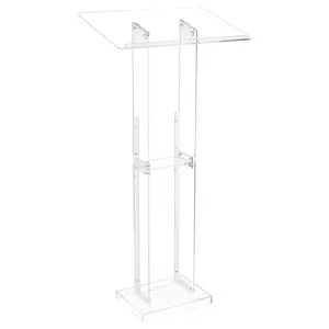 50-Inch Portable Acrylic Lectern With Storage Shelf And Wide Reading Surface, Freestanding Podium Stand For Presentations, Conferences, Lectures And Classrooms, Lightweight, Durable, Easy Assembly, Clear See-Through Design