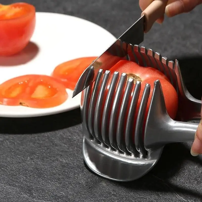Stainless Steel Kitchen Handheld Orange Lemon Slicer Tomato Slicer Onion Slicer Home Kitchen Supplies Bar Beverage Fruit Slicer