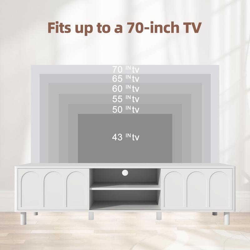 Giratree TV Stand for TVs up to 70'', Entertainment Center with Large Storage for Living Room, Media Console with Sliding Doors and Adjustable Shelves, Modern TV Cabinet for Game Consoles and Decor