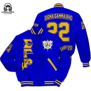 Ireishprint Sigma Gamma Rho Custom Chapter Varsity Jacket, Personalized Royal Blue Jacket Since 1922 Sorority Jacket