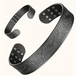 Copper Magnetic Men's Bracelet with 3500 Gauss Neodymium Magnets 27X Super Strength Adjustable Tree of Life Design for Muscle Recovery & Blood Circulation Support