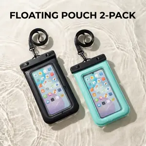 Floating Waterproof Phone Pouch 2-Pack with Built-in Buoyancy Foam, Anti-Drop Water Protection Case for Beach, Pool, Kayaking, Swimming & Travel, Hands-Free Phone Holder Compatible with iPhone & Android Up to 7 Inches