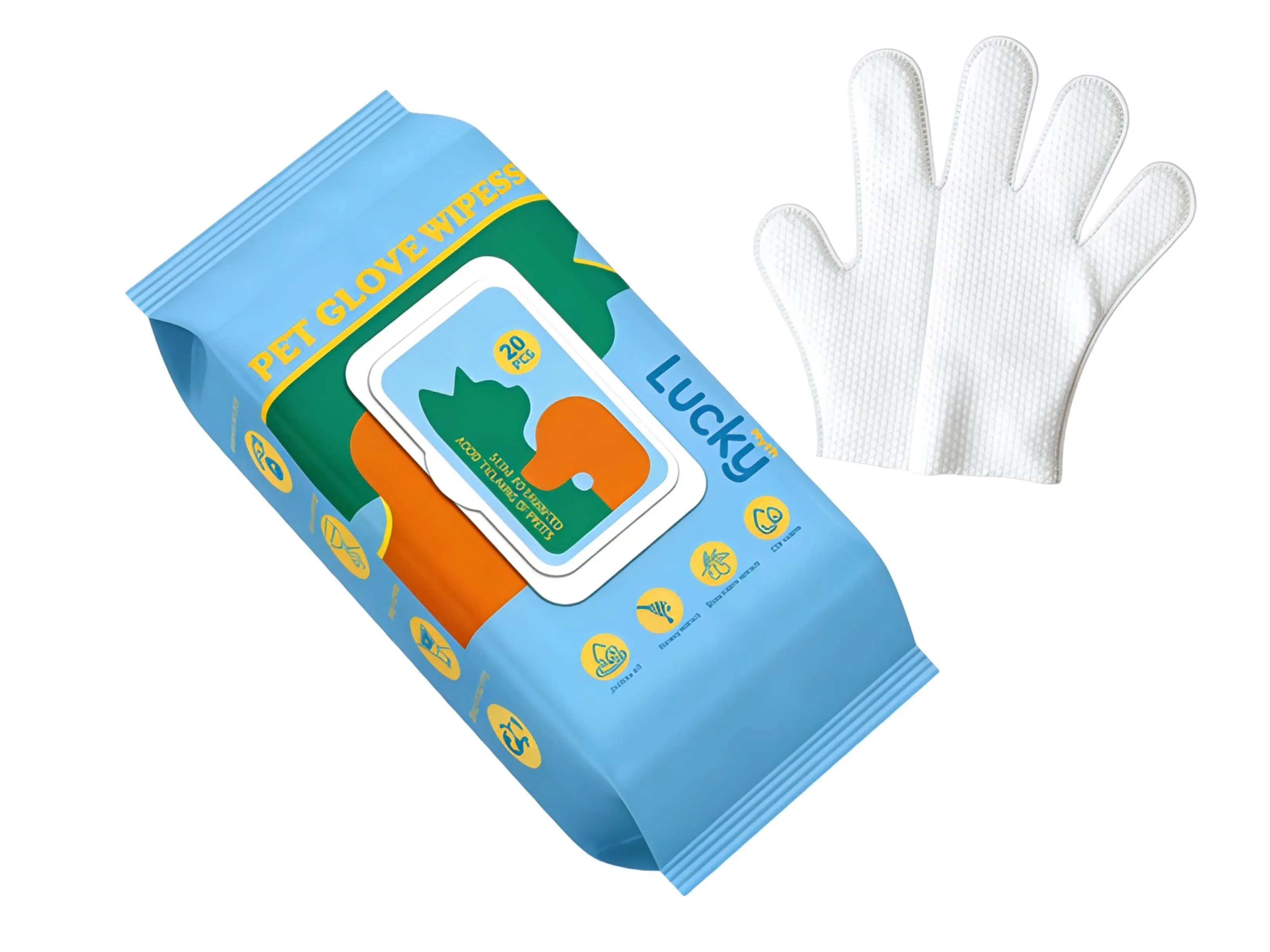 Luckymyth PET Disposable Dog Grooming Wipes (20Pcs) - Natural, Hypoallergenic, No-Rinse Mess-Free Grooming Wipes with Fermented Oils for Hair Removal, Sticky Hair Control, Deodorizing, Skin Moisture, Paw Care, Outdoor Use summerwins