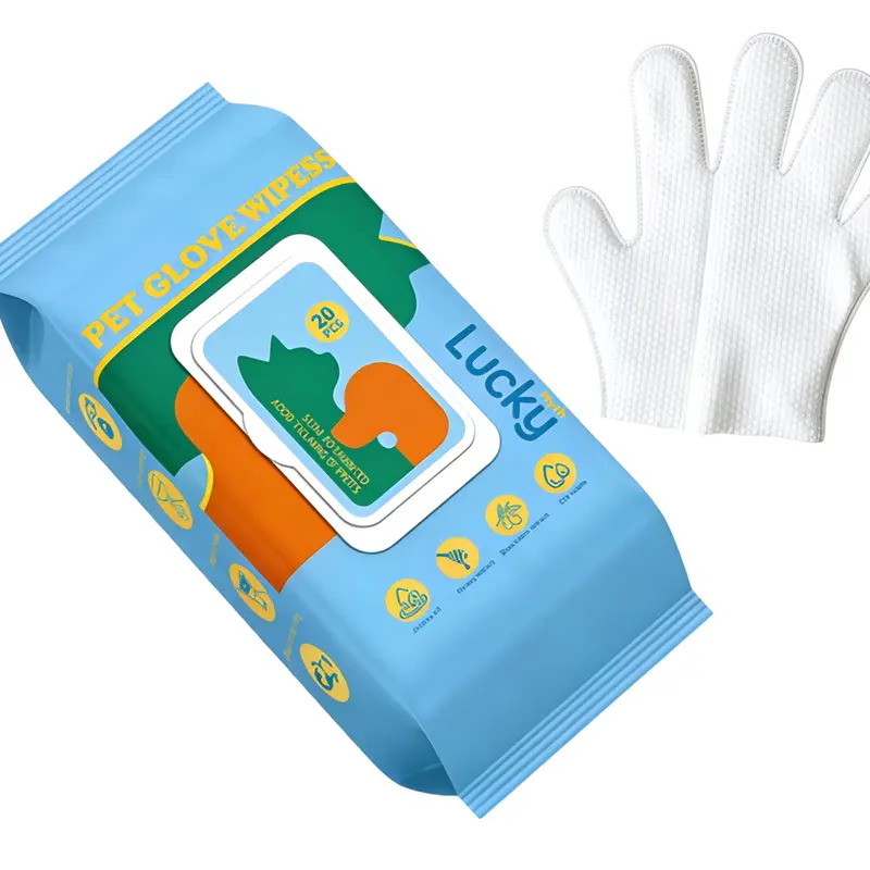 Luckymyth Disposable Dog Grooming Wipes (20Pcs) - Travel & Hiking Hypoallergenic Skin-Friendly Soothing Allergy Support Cleaning Deshedding Wipes with Fermented Oils, Odor Eliminator, Sticky Hair Control, Paw Protection, Sensitive Skin Moisture