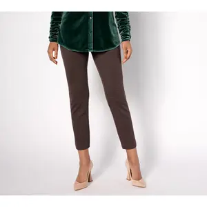 Susan Graver Regular Jaspe Ponte Knit Pull-On Slim Leg Ankle Pants