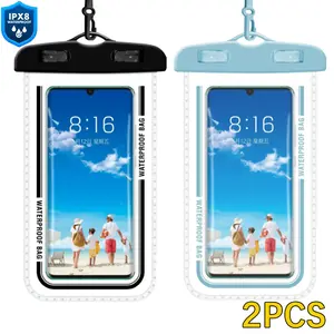 2PCS Universal Waterproof Phone Bag - Suitable for iPhone 16 15 14, 13, 12, 11 Pro Max XS Plus Galaxy Phone Waterproof Phone Dry Bag, Essential for Beach Vacation