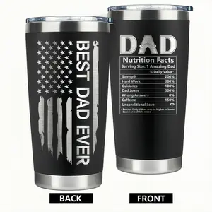 Fathers Day Gifts for Dad, Best Dad Ever Gifts, Unique Birthday Gift from Daughter Son | Daddy Coffee Mug Cup, Happy Holiday Travel Presents, Funny Cool Useful Inspired Tumbler for Men 20oz Black Stainless Steel Tumbler For husband, new Dad Drinkware,summ