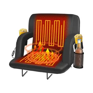 Heated Stadium Seat with Back Support - Multiple Colors，USB Portable 3-Level Heating, Foldable Bleacher Chair with Cushion & 5 Pockets for Outdoor Sports Games