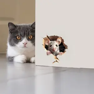 3D Effect Mouse Sticker, Fun Wall Decal, Bedroom Living Room Decor, Removable Waterproof Window Sticker, Indoor Home Decoration, Funny Stickers
