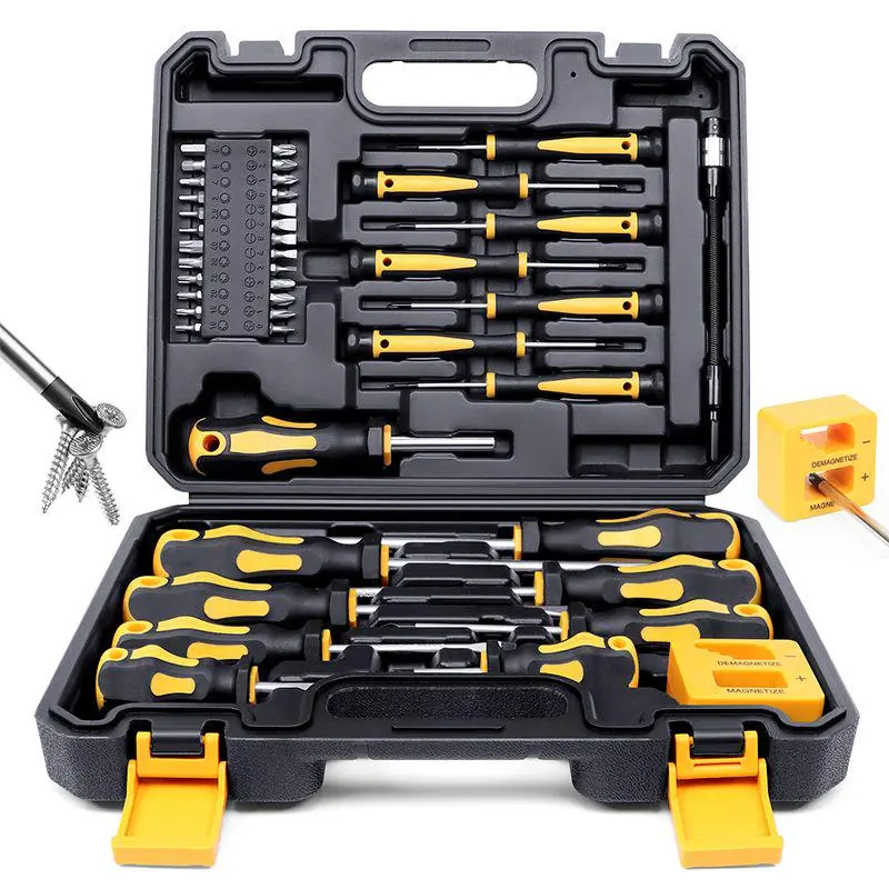 Magnetic Screwdrivers Set with Case, 43-piece Includs Slotted, Phillips, Hex, Pozidriv,Torx and Precision Screwdriver Set, Magnetizer Demagnetizer Tools, Tools for Men