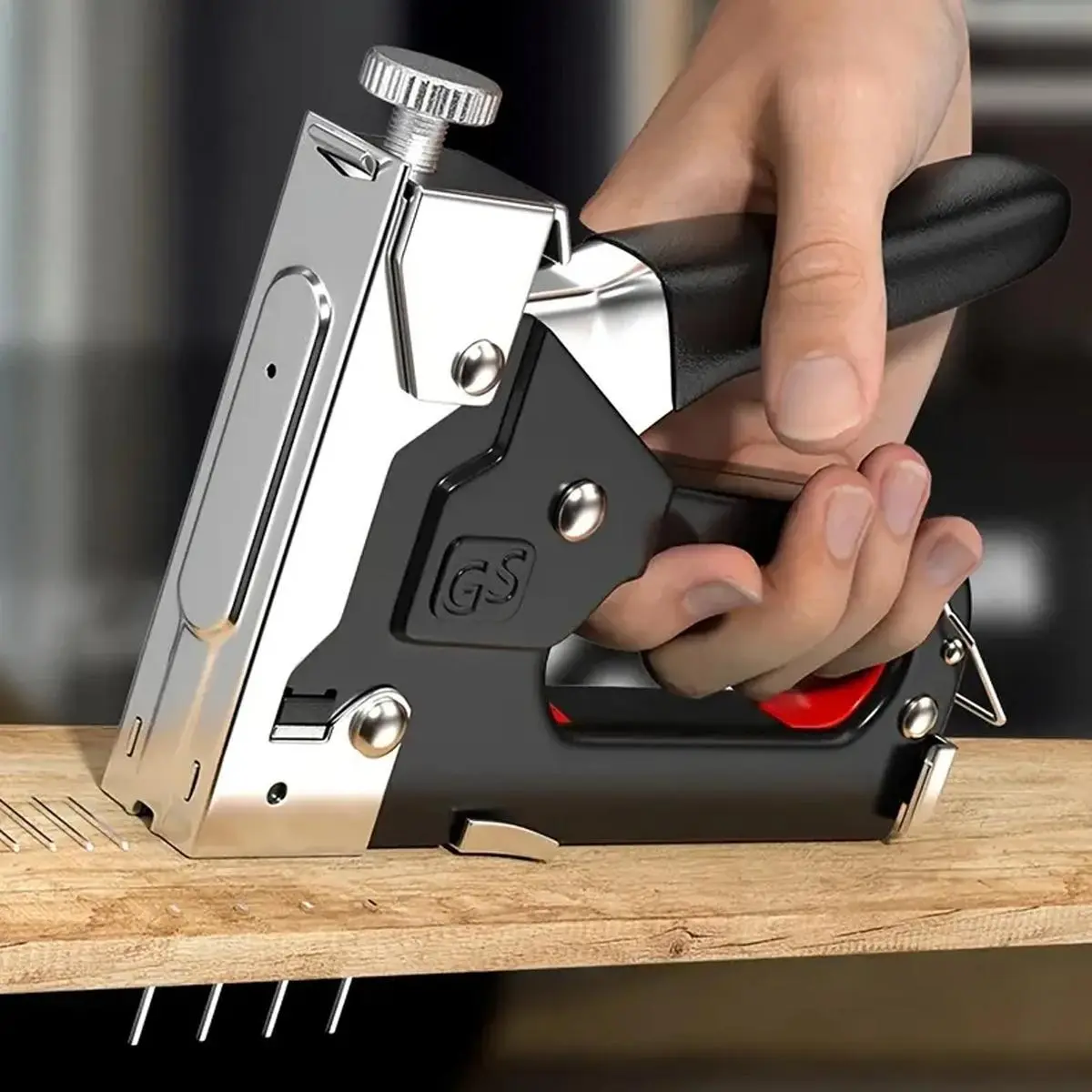 4 in 1 Staple Tool, Multifunctional Heavy Duty Staple Tool with Adjustment Stapler, Hand Riveter for Fixing Cable, Fabric, Wall, Material Repair, DIY Manual Staple Tool