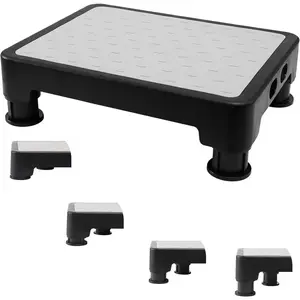 Adjustable Step Stool for Bed, Bathtub, Car and Kitchen, 4-Level Height 3.4"-5", Non-Slip Platform with 6 Anti-Skid Feet – Step Stool for Adults Seniors  Maternal, Gray