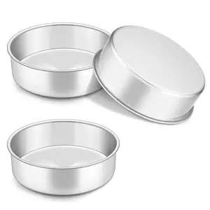 3pcs 8-inch (20cm) Stainless Round Cake Baking Pans/Non-stick Coating/Suitable for Birthday & Wedding Cakes/Compatible with Oven Pans & Pressure Cookers/Dishwasher Safe/Durable/Ideal Baking Tools