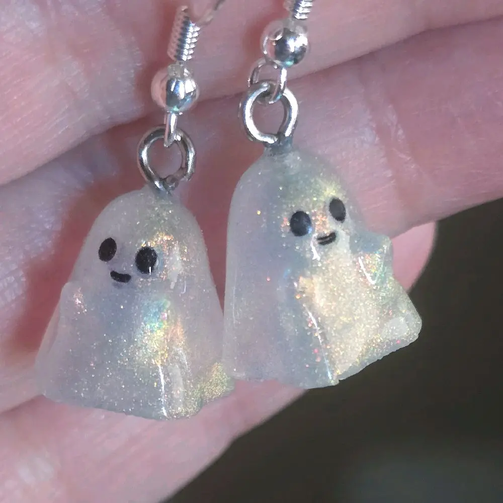Tiny Resin Ghost Earrings
