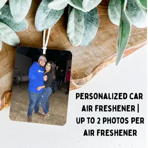 Personalized Car Air Freshener - Add Your Own Scent with Spray or Oils | Up to 2 Photos per Air Freshener