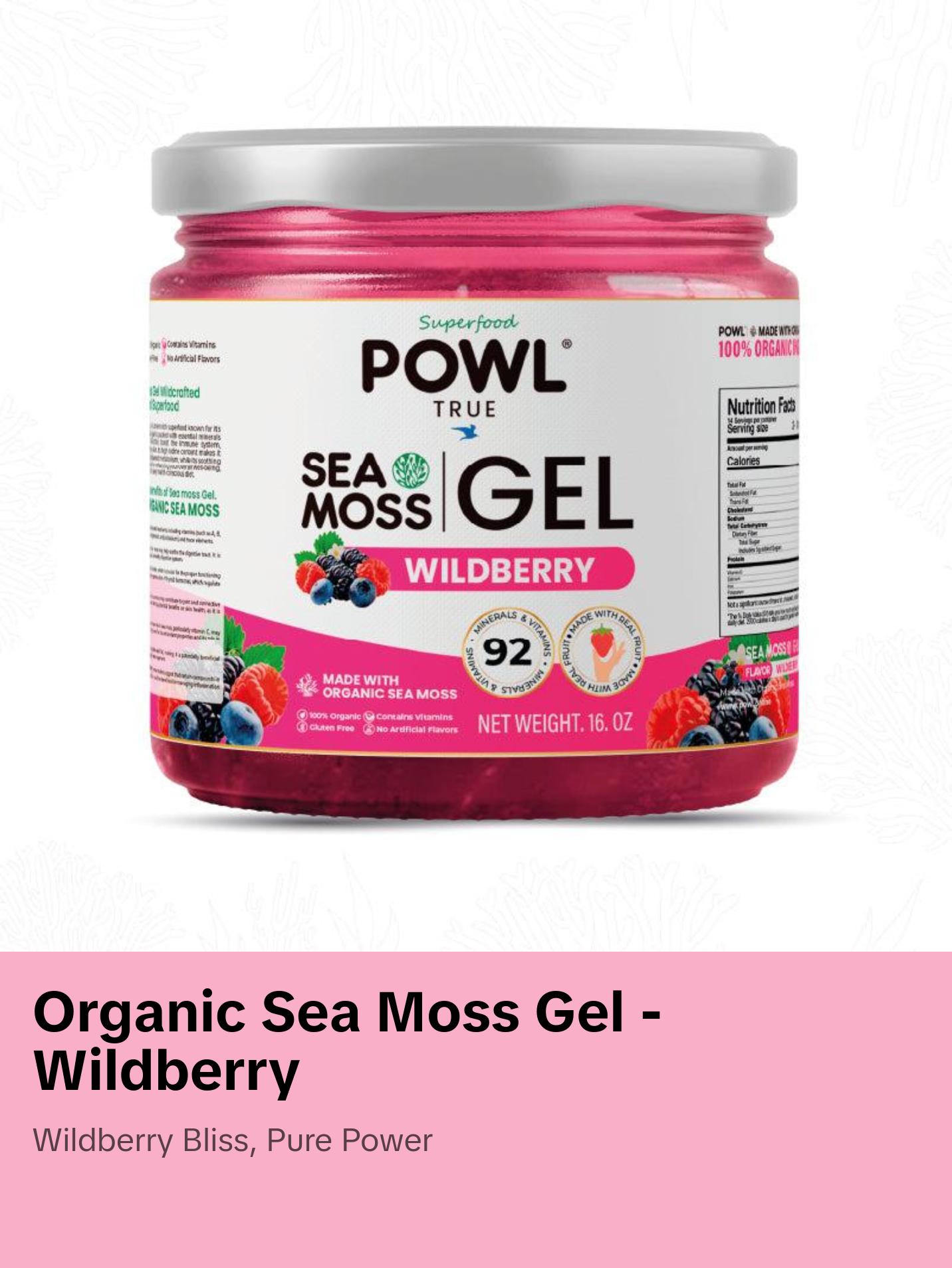 Organic Sea Moss Gel - Wildcrafted Irish Natural Superfood - WildBerry flavor.