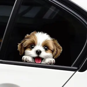 Cute Dog Car Sticker, Double-Sided Printed Cartoon Animal Car Decal, Waterproof Dog Car Decoration, Funny Peeking Decal for Car Window Bumper Decoration