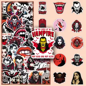 50pcs Vampire Themed DIY Stickers - Creative, Aesthetic, Mildly Horror Designs for Scrapbooking, Phone Case, Luggage, Tumbler & Journal Decoration