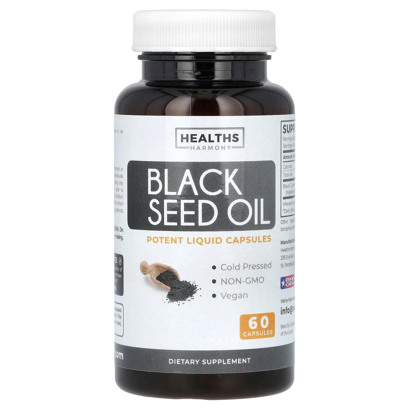 Healths Harmony Black Seed Oil, 60 Capsules (500 mg per Capsule)