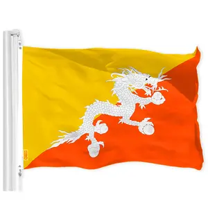 G128 Bhutan Bhutanese Flag | 3x5 Ft | Printed 150D Polyester - Indoor/Outdoor, Vibrant Colors, Brass Grommets, Quality Polyester
