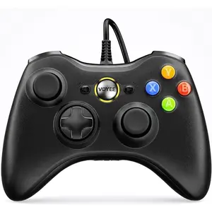 Controller, Wired Controller Compatible For Xbox 360,Slim/PC Windows 10,8,7, with Upgraded Joystick, Double Shock | Enhanced (Black)