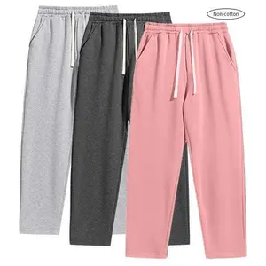 3pcs Men's Solid Color Warm Fleece Pants with Drawstring Waistband Casual Comfortable Loose Long Trousers Autumn Winter Street Style Relaxed Fit Mens Sweatpants Light Gray Dark Gray Black Menswear Sportswear