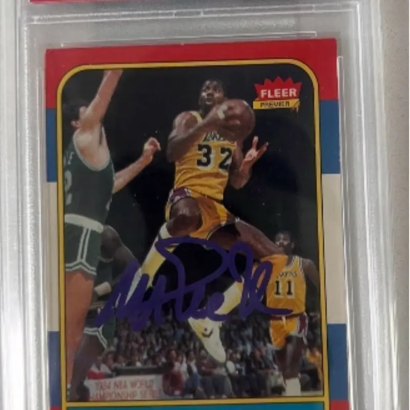 Fleer 1986 Magic Johnson Rookie Card Autographed Authenticated PSA Grade 10 Collectible Basketball Trading Card