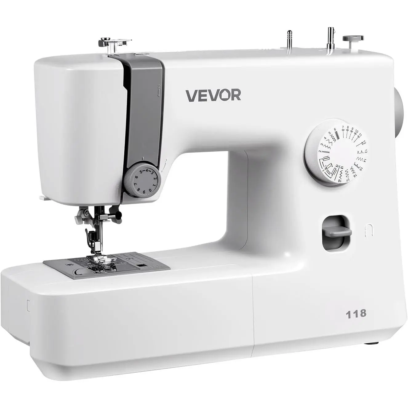Beginner Automatic Sewing Machine for Home Crafts - Spring New Arrival, 18 Stitches (Zigzag, Buttonholes), LED Lights, Bobbins, Foot Pedal, Simple Dial Control, Interior Metal Frame, Mini Portable Compact Lightweight Hand Tool for Adults
