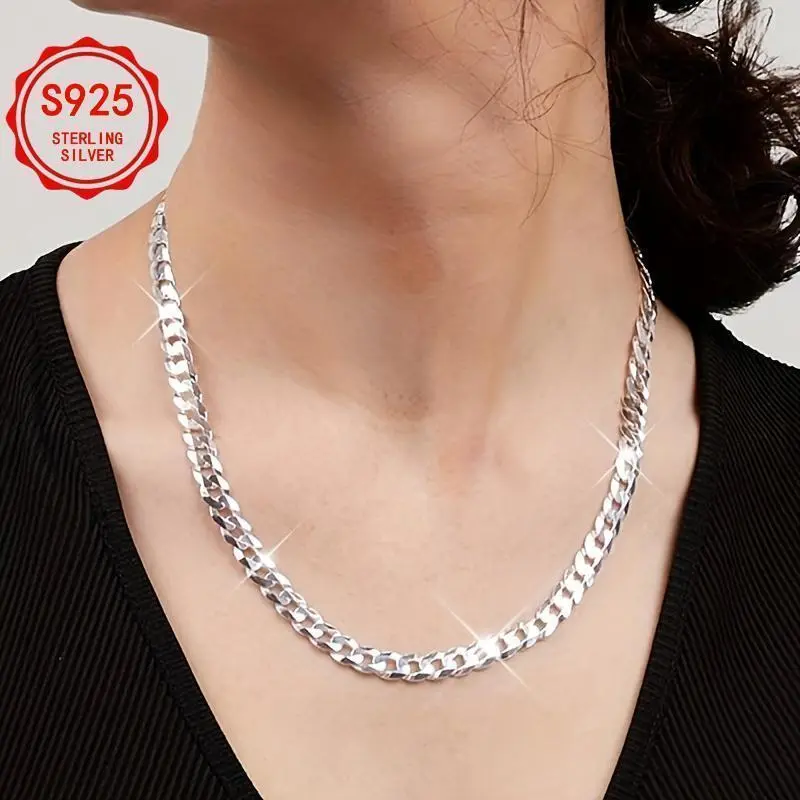 Italian S925 Silvery 10Mm Cuban Chain Necklace, Hip Hop Style Men'S And Women'S Fashion And Durable Design - Perfect Gift, All Occasions, Weddings, Valentine'S Day, Halloween, Christmas, Anniversaries Italian S925 Silvery 10Mm Cuban Chain Necklace, Hip Hop Style Men'S And Women'S Fashion And Durable Design - Perfect Gift, All Occasions, Weddings, Valentine'S Day, Halloween, Christmas, Anniversaries
