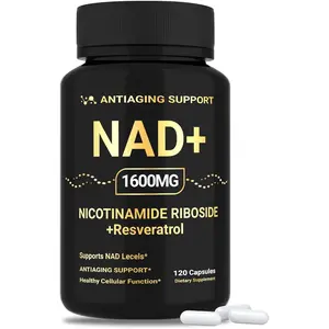 NAD Supplement 1600mg with Resveratrol and Nicotinamide Riboside High Potency Anti-Aging Support Formula for Cellular Energy Mental Clarity and DNA Repair Vegan Non-GMO 120 Capsules Daily Wellness and Longevity Supplement