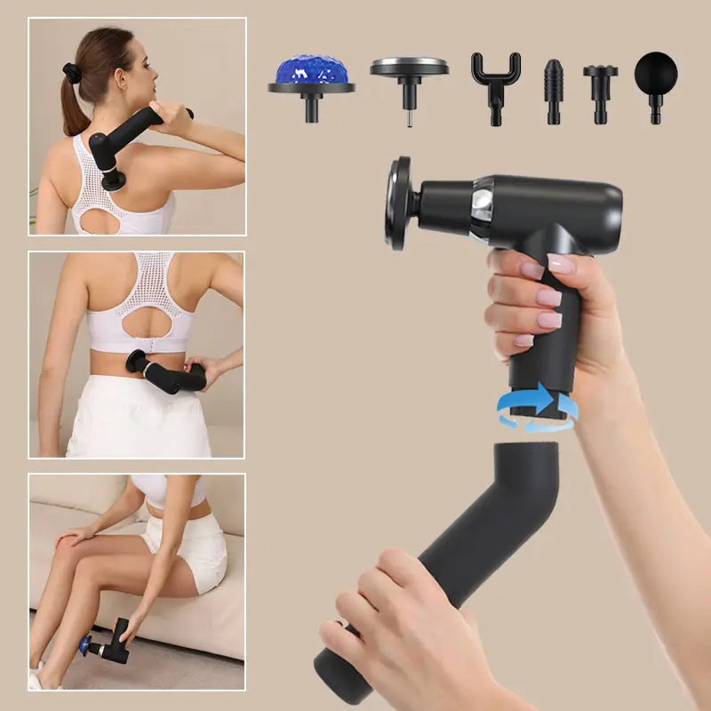 Deep Tissue Massage Gun with LED Display, Length Adjustable Massage Hammer, 20 Speeds, Portable Electric Muscle Massage Device Back Massager Quiet, Gift for Women & Men