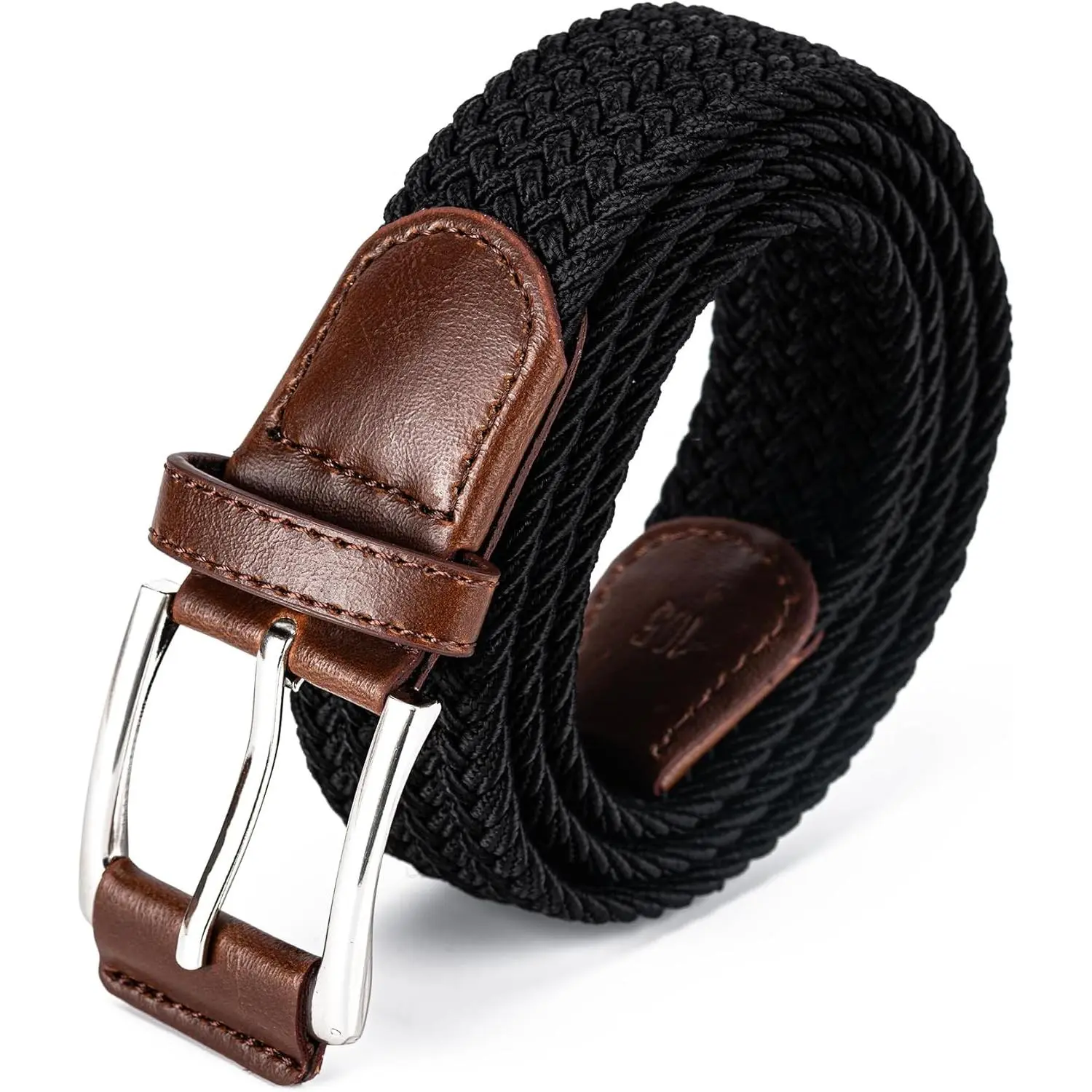 Mens Belt, Canvas Elastic Fabric Woven Stretch Multicolored Braided Belts for Golf Casual Pants Shirts Jeans