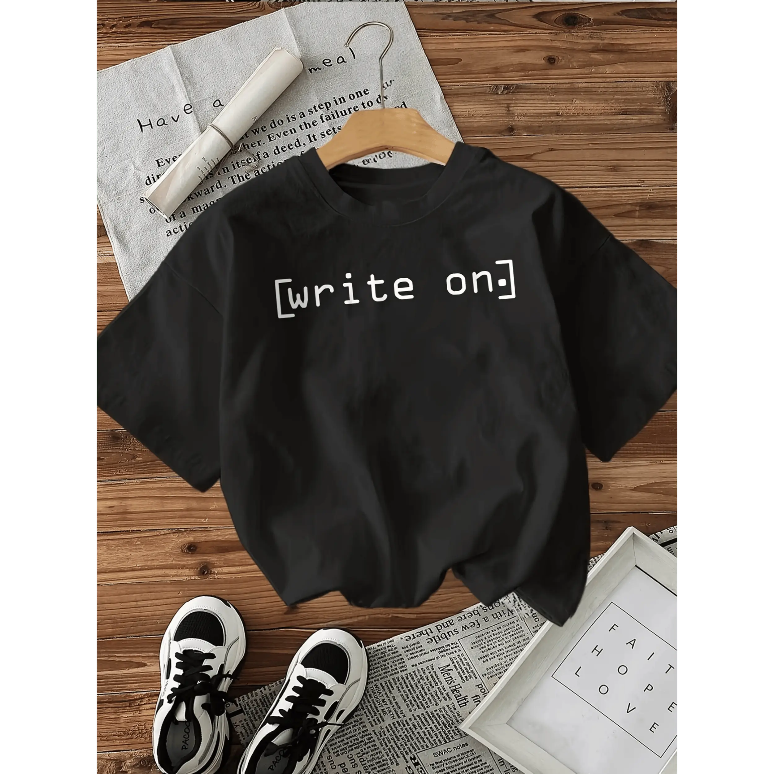 Gildan Women's T-shirt, Vintage Write On Letter Graphic Tee, Gift for Her, Minimalist Aesthetic Top, Cute Girl Clothes, Trendy Women Clothing, Writer Journalist Gift, Simple Quote Shirt, Bookish Vibe Tee, Typewriter Font, Best Friend Present, Y2K Vibe