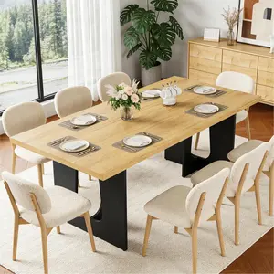 71" Dining Table for 6-8 People – Modern Long Kitchen Table with Large Tabletop & Heavy Duty Pedestal Legs, Perfect for Dinner, Conference Room, or Home