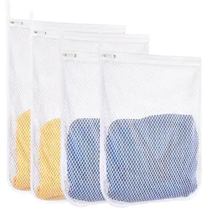 4 pcs Durable Honeycomb Mesh Laundry Bags for Delicates 16" x 19" (2 Large) 12" x 15" (2 Medium)