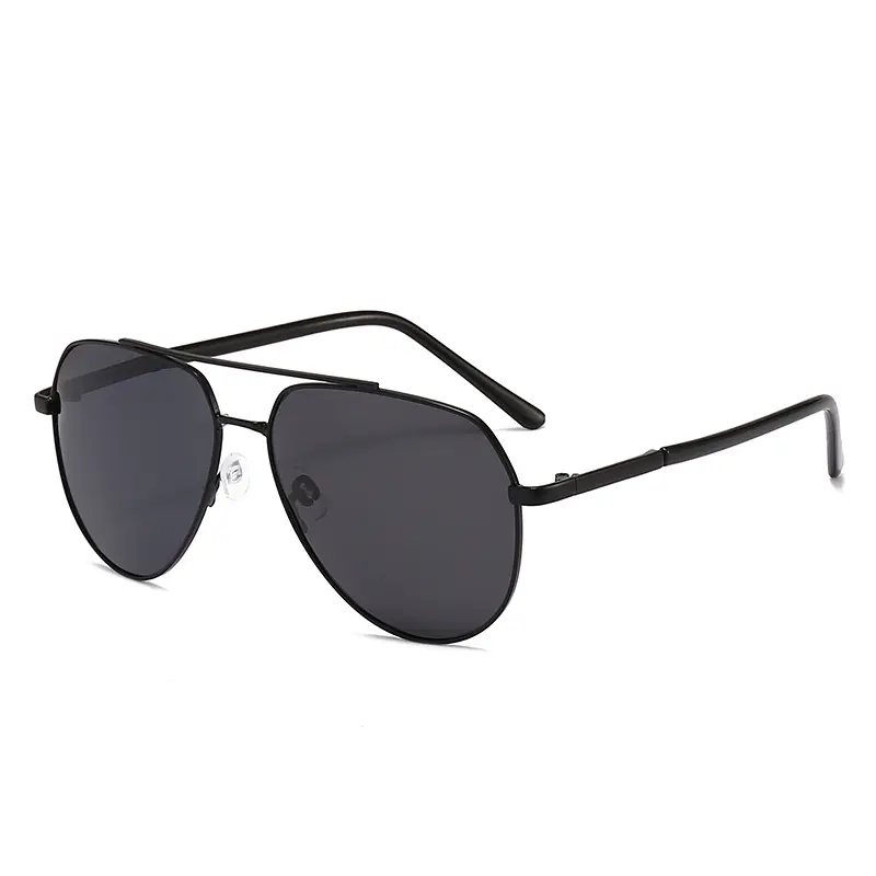 New Arrival Summer High-End Eyewear, Unisex Polarized Classic Aviator Sunglasses, Premium Metal Double Bridge Frame Black Lens Shades, All-Match Driving Outdoor Daily Fashion Accessory Gift for Him Her Viral Trend