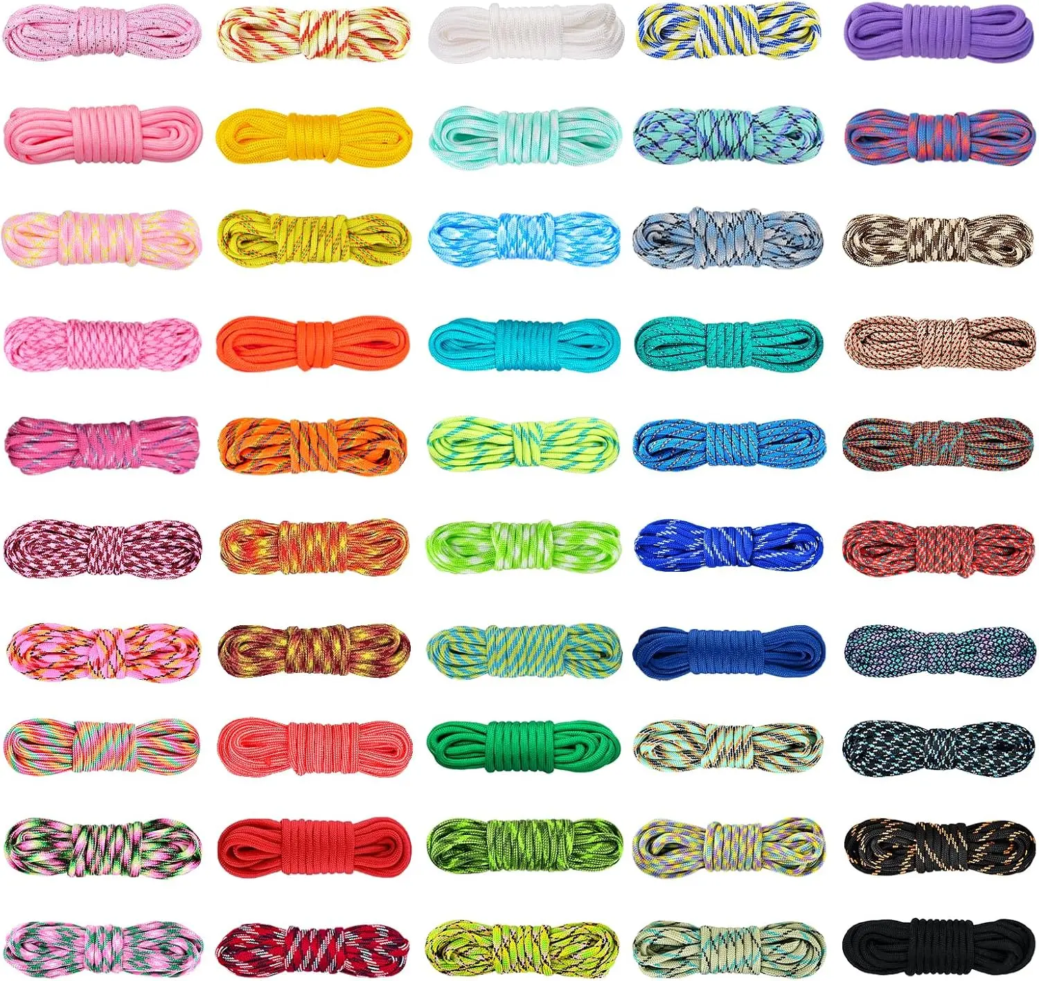 50-Color 550LB Paracord Combo Kit, 10Ft Each Parachute Rope for Adults, Ideal for Crafting Bracelets, Lanyards