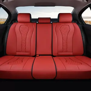 Coverado SCU018 Rear Seat Covers Car Back Seat Covers Waterproof Premium Leather Auto Seat Protector Universal Fit Red B8839 Composite Leather