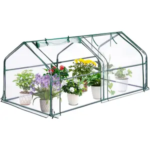 Mini Greenhouse with Zippered Doors & Roll-up Windows, 71" x 36" x 36" Portable Plant Hot House with Durable PVC Cover,for Outdoor Flowers,Vegetables