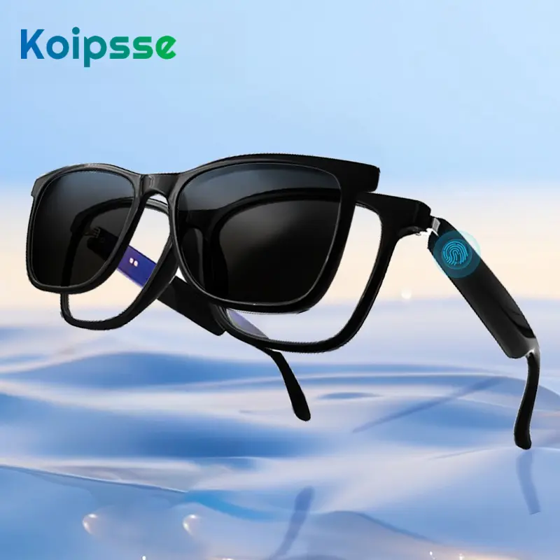 Koipsse smart glasses Wireless Smart Music Glasses high-tech suitable for adults holiday gifts built-in speakers Rechargeable Bluetooth Smart Glasses High Appearance accessories HIFI sound quality fashionable sunglass anti-blue light UV protection 2 in 1