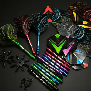 Dart shaft+dart wings+protector accessory set, metal aluminum shaft, exquisite carving, universal dart accessory set, lightweight, sturdy, durable, multi-color optional, better quality, more convenient and fast to use, both beginners and experienced playe