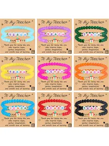 18PCS Teacher Appreciation Gifts for Women, Beaded Teachers Bracelets Stack, Thank You Best Teacher Gifts Bulk